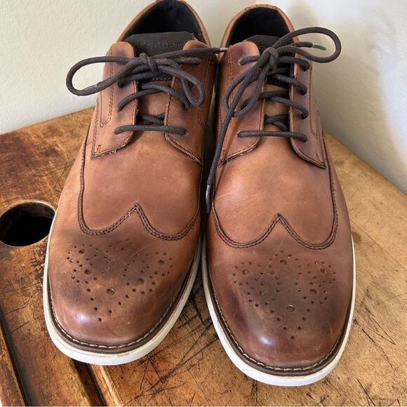 Rockport Men’s 12 Brown Leather Garett Wingtip Derby Shoes CH4305 Professional